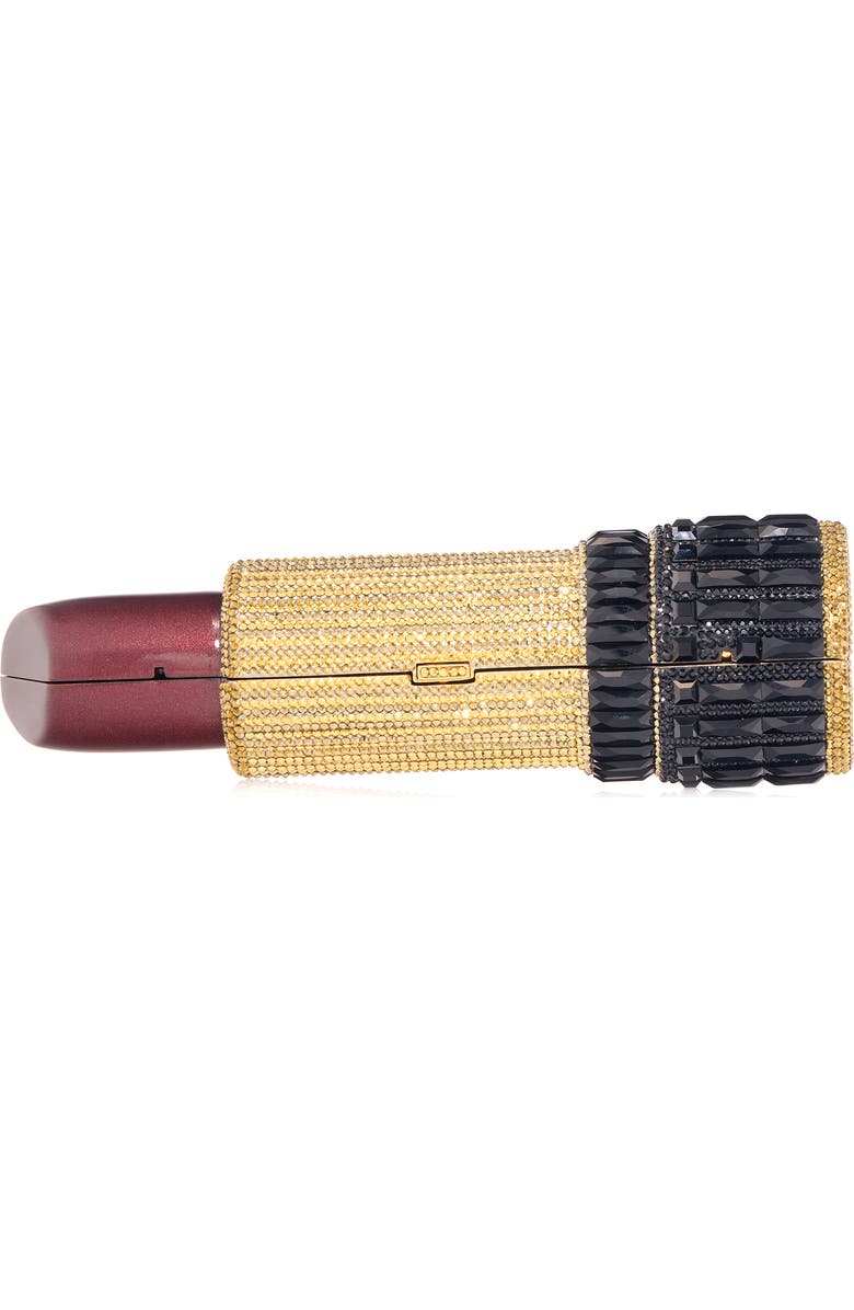JUDITH LEIBER COUTURE Lipstick Crystal Embellished Clutch, Alternate, color, Silver Jet Multi
