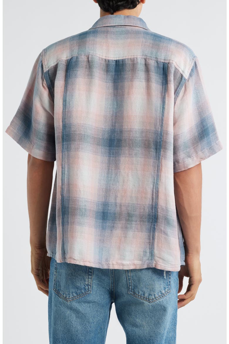 Bethany Plaid Linen & Cotton Button-Up Shirt, Alternate, color, BLUE