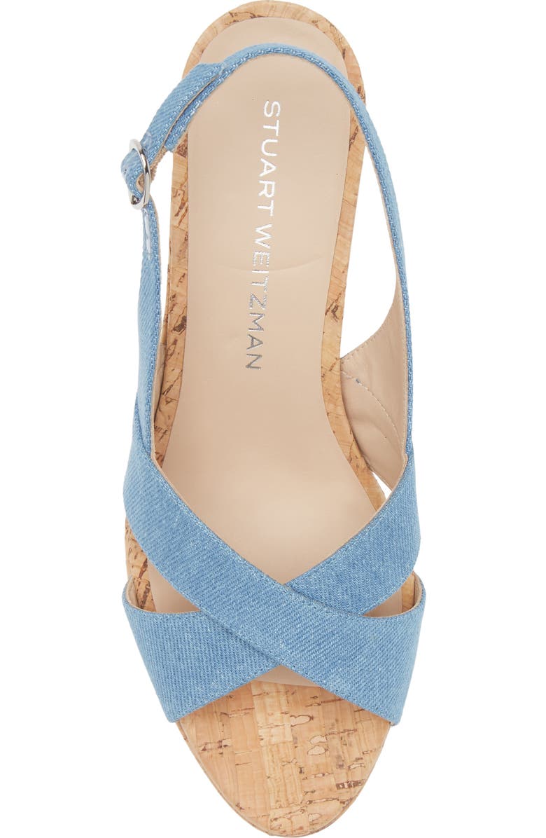 Stuart Weitzman Dayna Slingback Platform Wedge Sandal, Alternate, color, Washed Vintage Denim