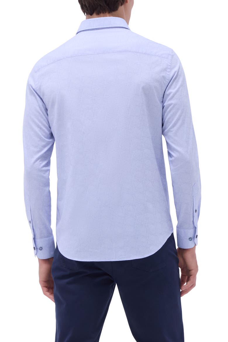 Julian Geometric Jacquard Stretch Cotton Button-Up Shirt, Alternate, color, SKY