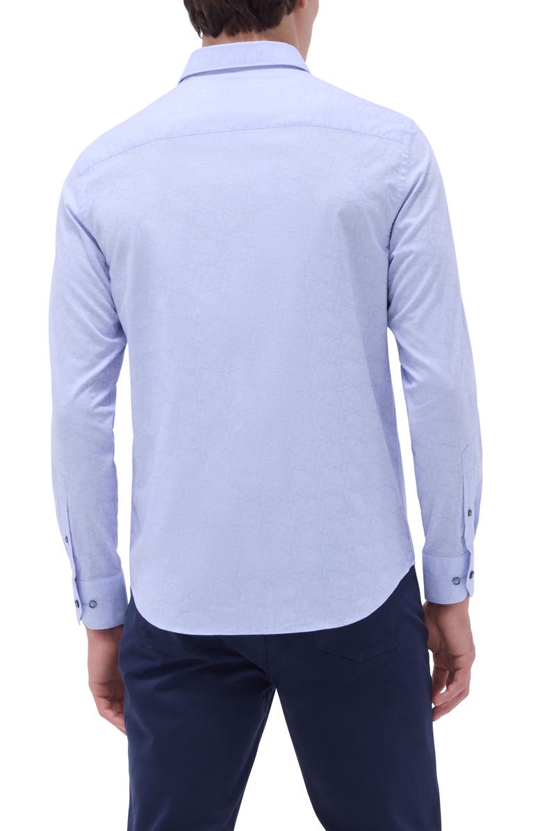 Bugatchi Julian Geometric Jacquard Stretch Cotton Button-Up Shirt, Alternate, color, Sky