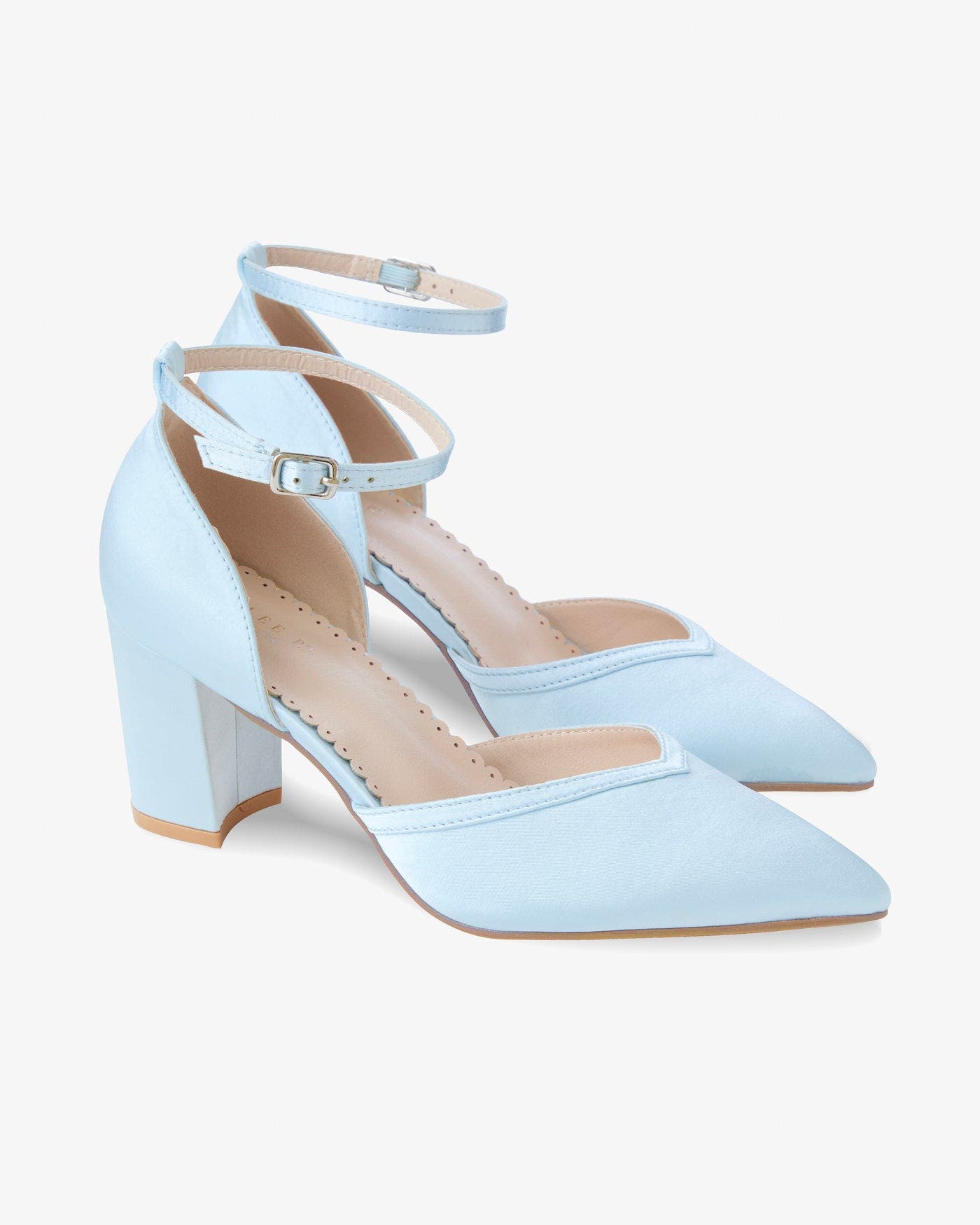 Kailee P Sally Satin Block Heels Wedding Shoes, Main, color, Light Blue