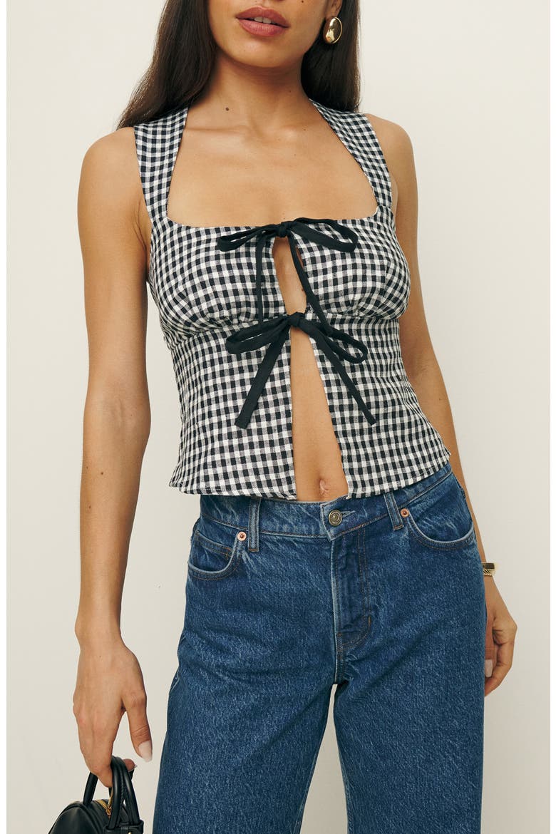 Azalea Gingham Linen Tank, Main, color, APRIL CHECK