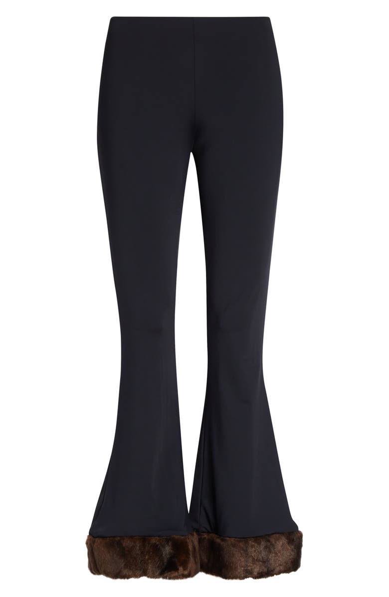 CONNER IVES Faux Mink Trim Stretch Knit Pants, Alternate, color, Black
