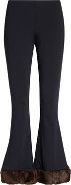 CONNER IVES Faux Mink Trim Stretch Knit Pants