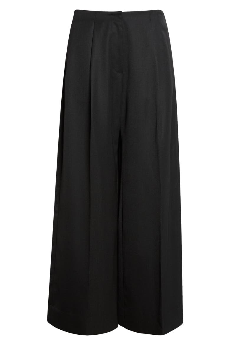 Back Bow Wide Leg Trousers, Main, color, BLACK