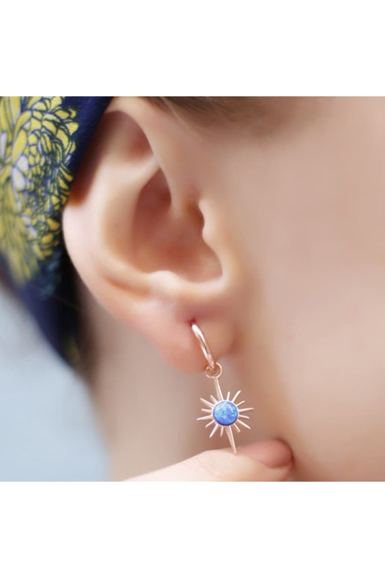 Blue Opal Northernstar Drop Hoop Earring Sterling Silver, Alternate, color, Rose gold