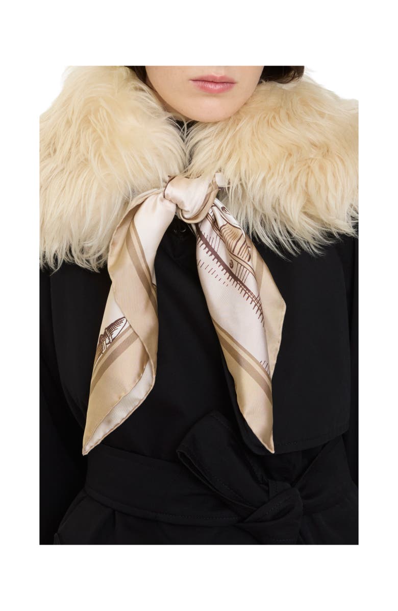 Burberry Scarf Trim Shearling Collar, Alternate, color, Taupe Beige/Alpine White