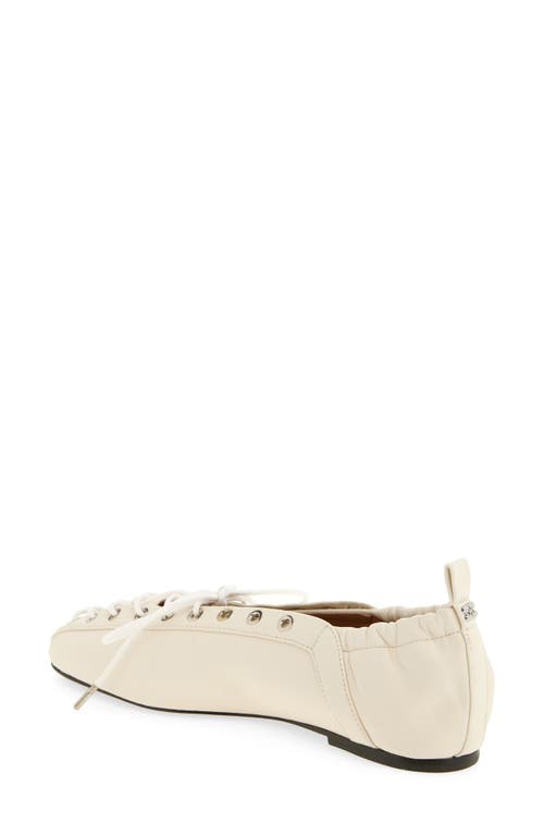 Ganni Lace-up Embellished Recycled Leather Ballet Flats In Neutral