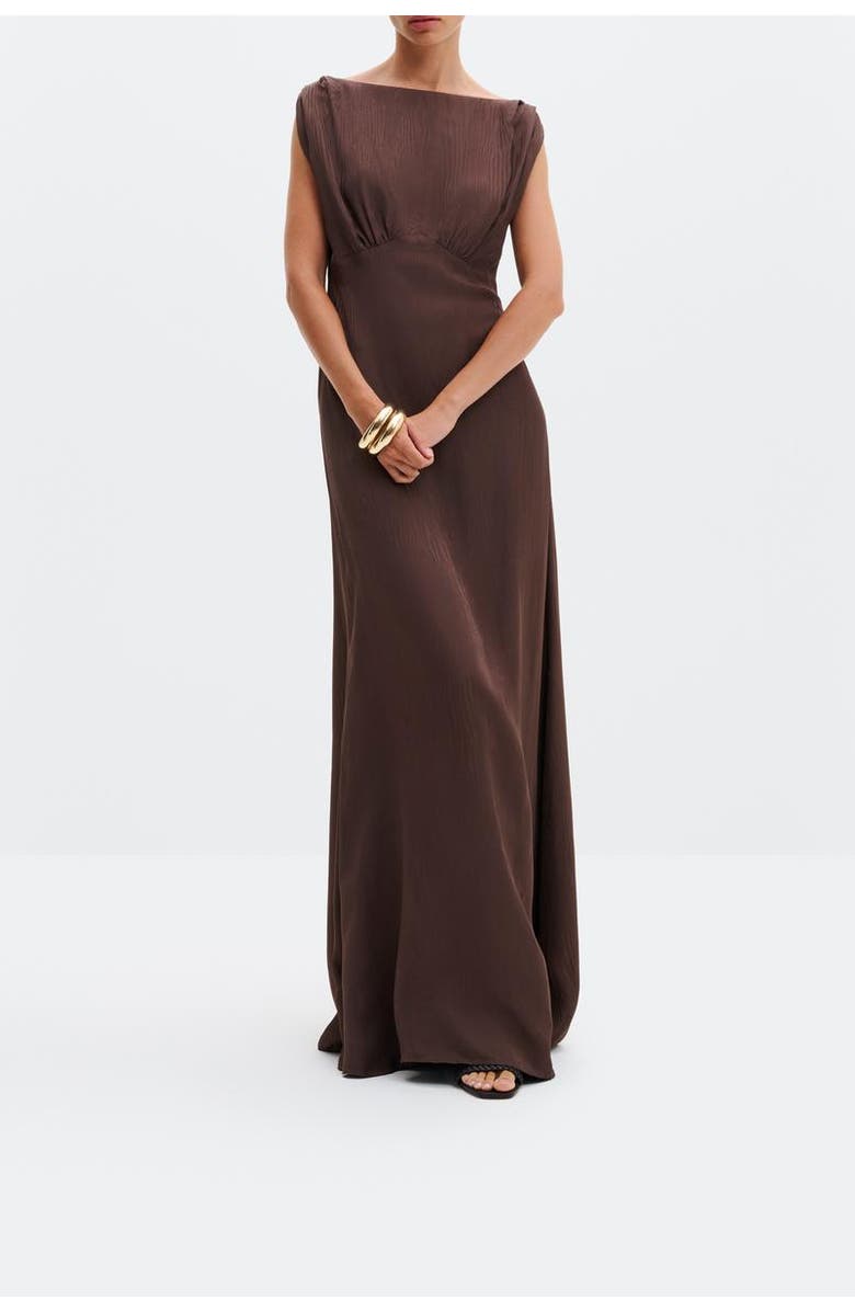 Malina Jacqueline Jacquard Scarf Detailed Dress, Alternate, color, Chocolate