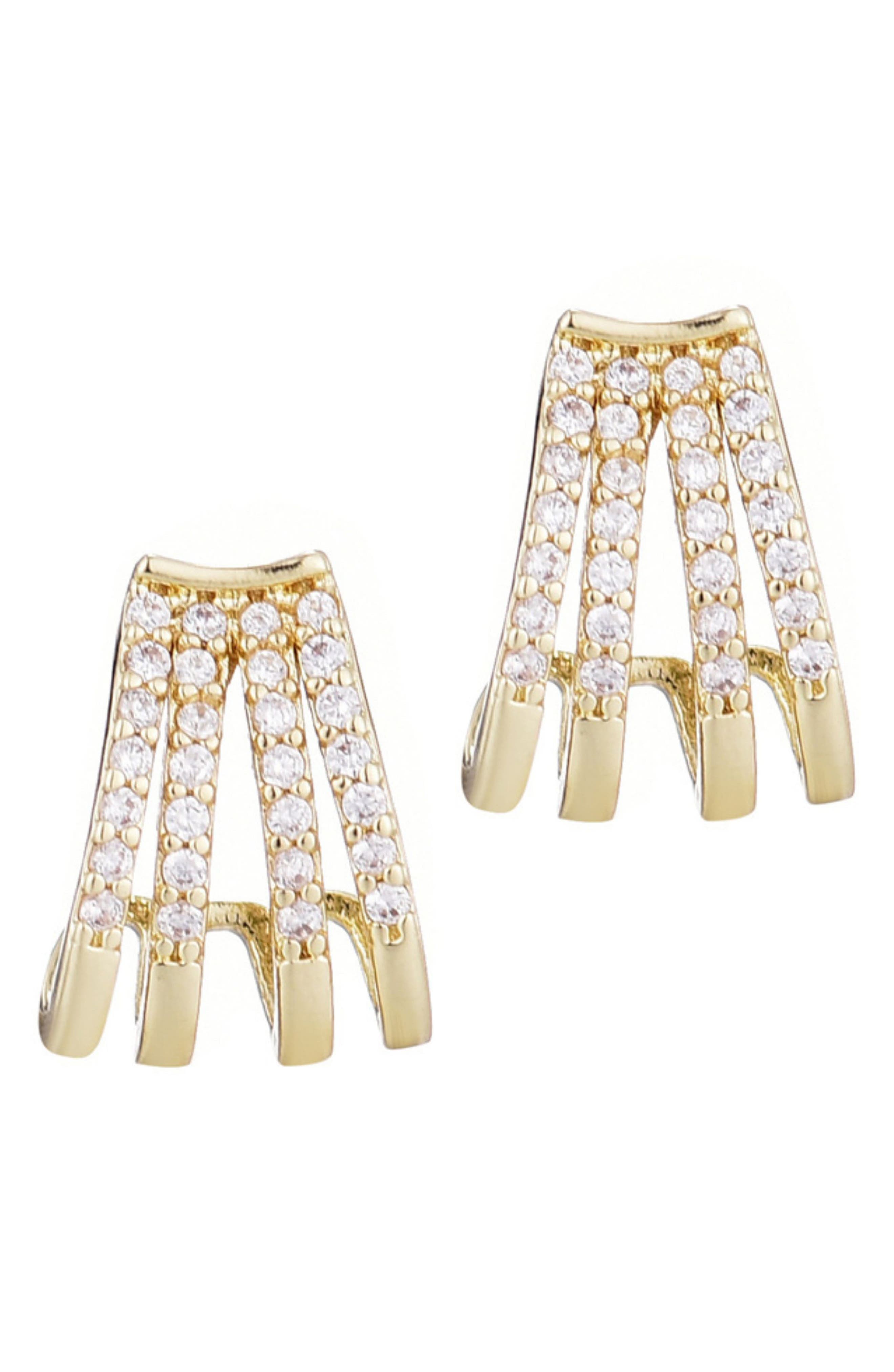 Adornia Cubic Zirconia Multi Row Huggie Hoop Earrings