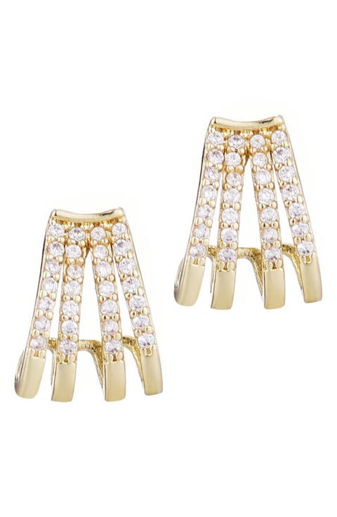 Cubic Zirconia Multi Row Huggie Hoop Earrings