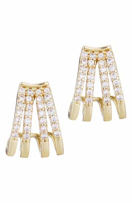 Adornia Cubic Zirconia Multi Row Huggie Hoop Earrings