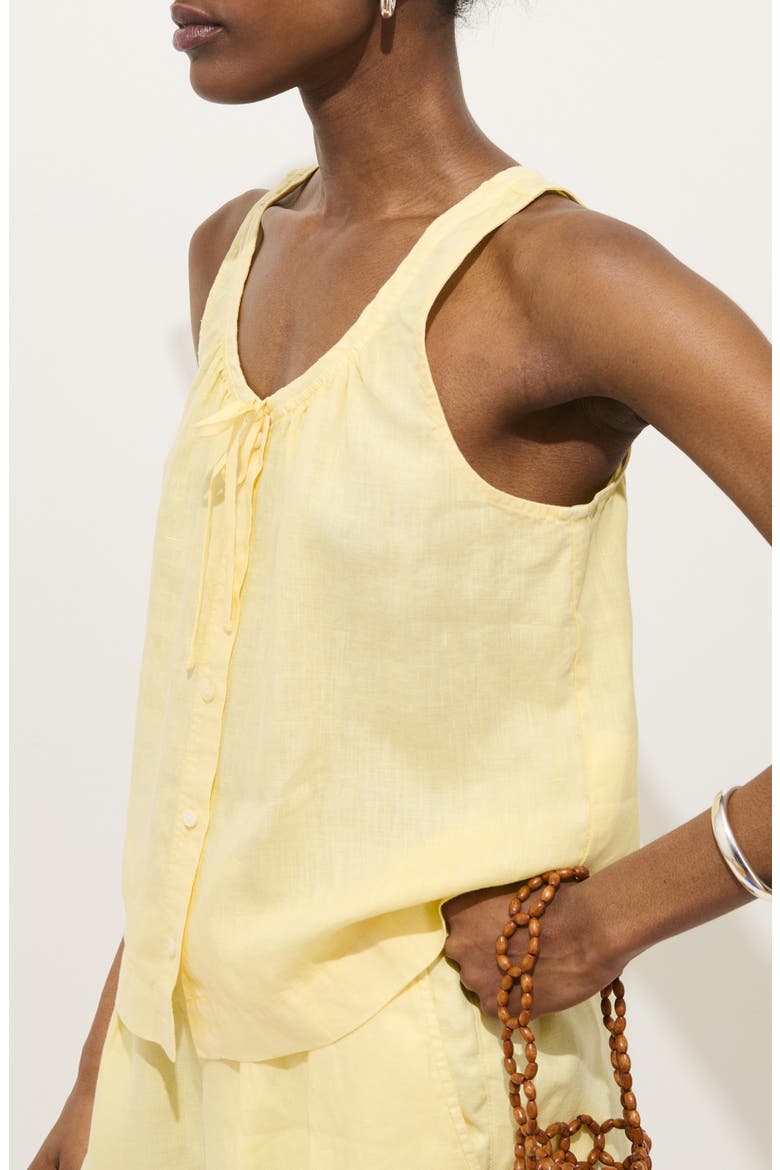 Sidney Sleeveless Linen Button-Up Top, Alternate, color, DOUBLE CREAM