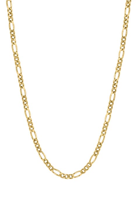 Men's 14K Gold Plated Sterling Silver Figaro Chain Necklace