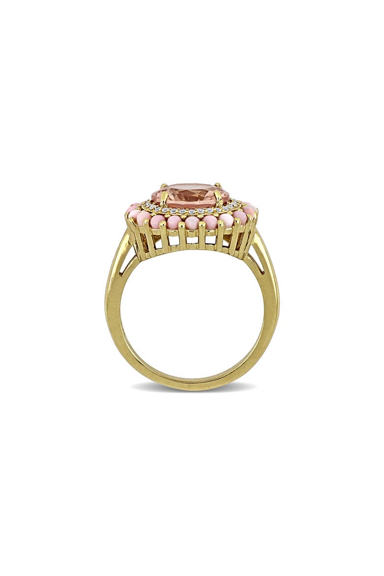 Morganite, Pink Opal & Lab Grown White Sapphire Halo Ring, Alternate, color, PINK