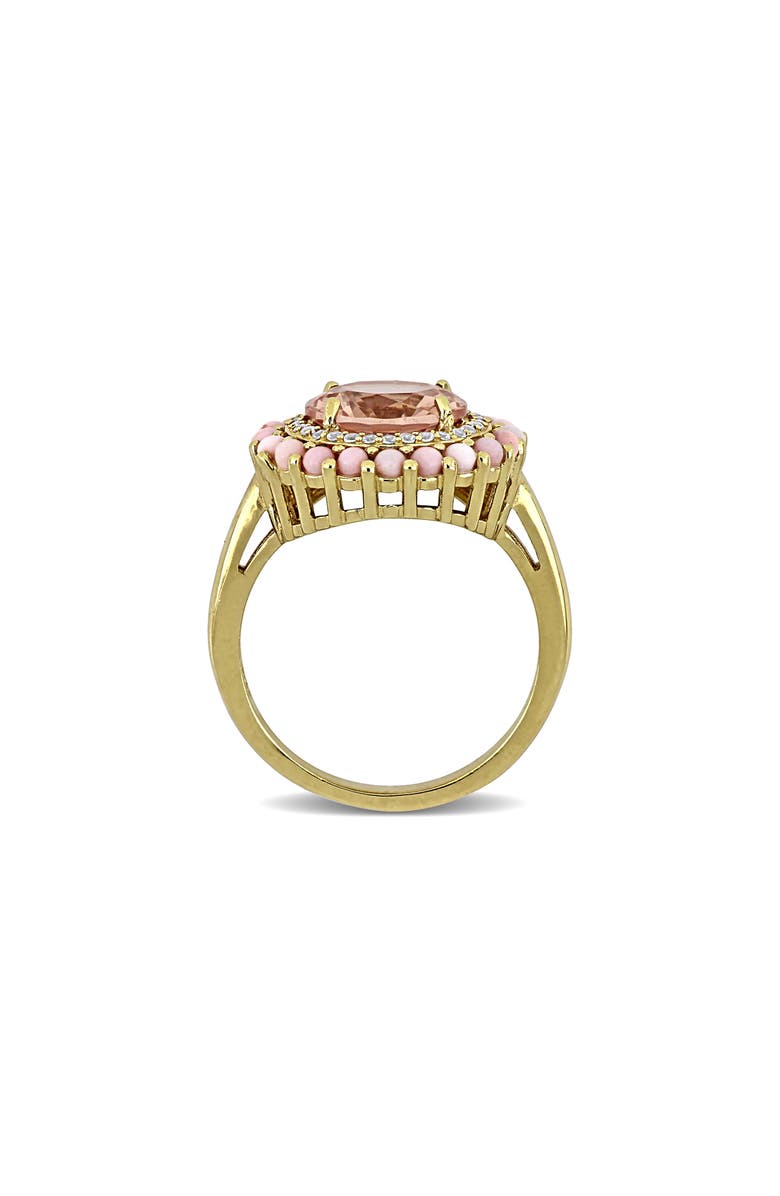 DELMAR Morganite, Pink Opal & Lab Grown White Sapphire Halo Ring, Alternate, color, Pink