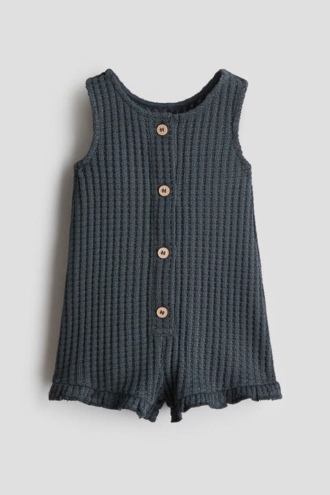 Waffle-knit Romper Suit