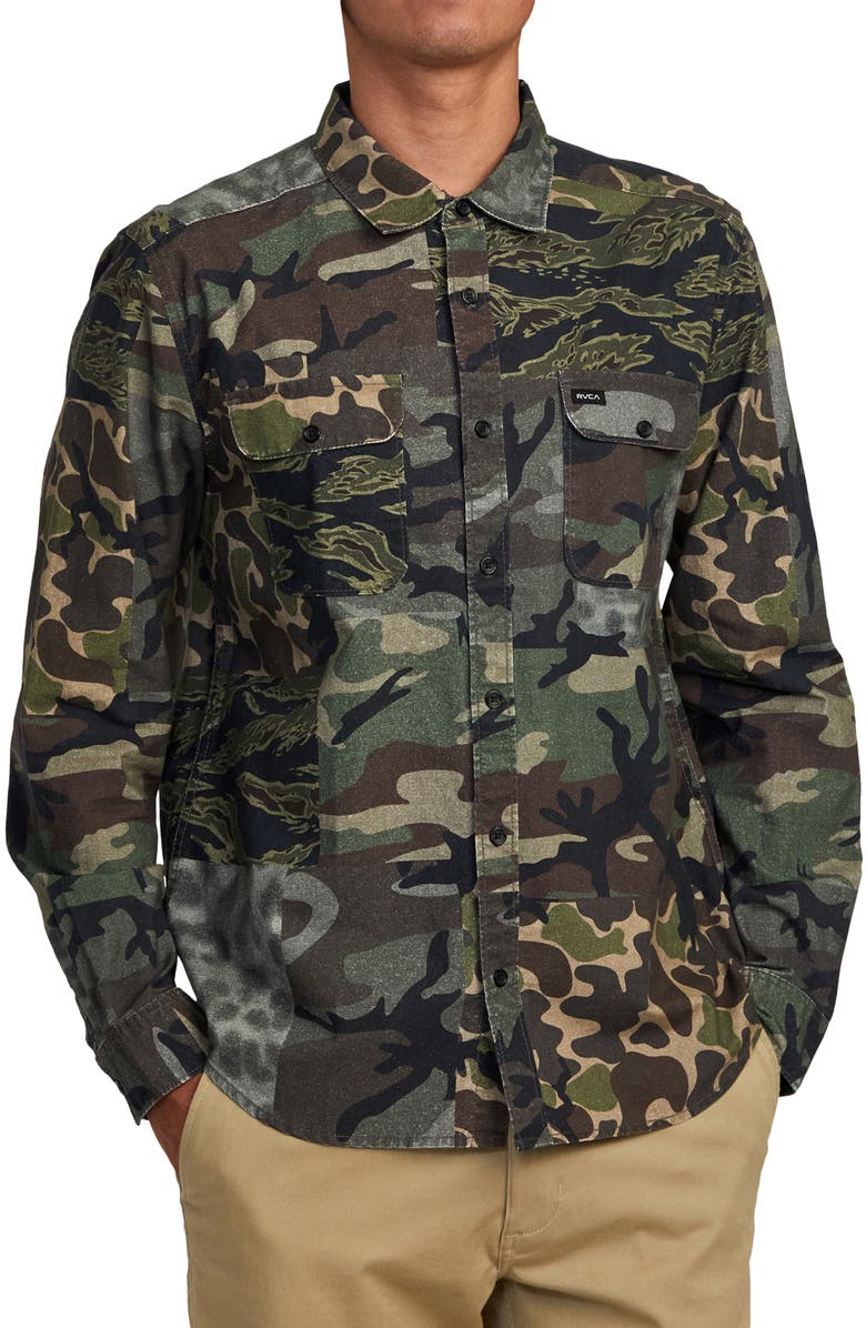 RVCA Panhandle Plaid Long Sleeve Button-Up Shirt, Alternate, color, 