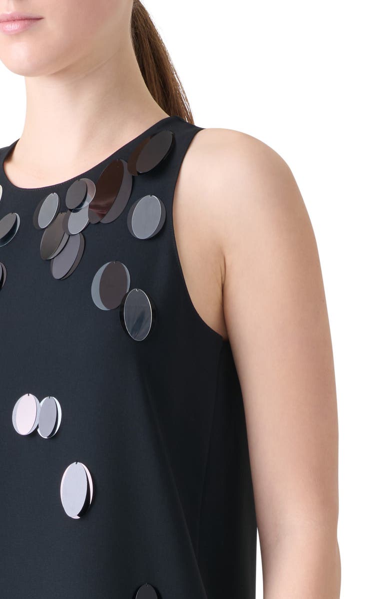 Akris punto Paillette Detail Heavy Crepe Shift Dress, Alternate, color, Black