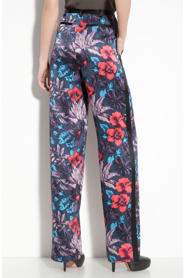 'Havana' Floral Silk Tuxedo Pants, Main, color, HORIZON TEAL MULTI