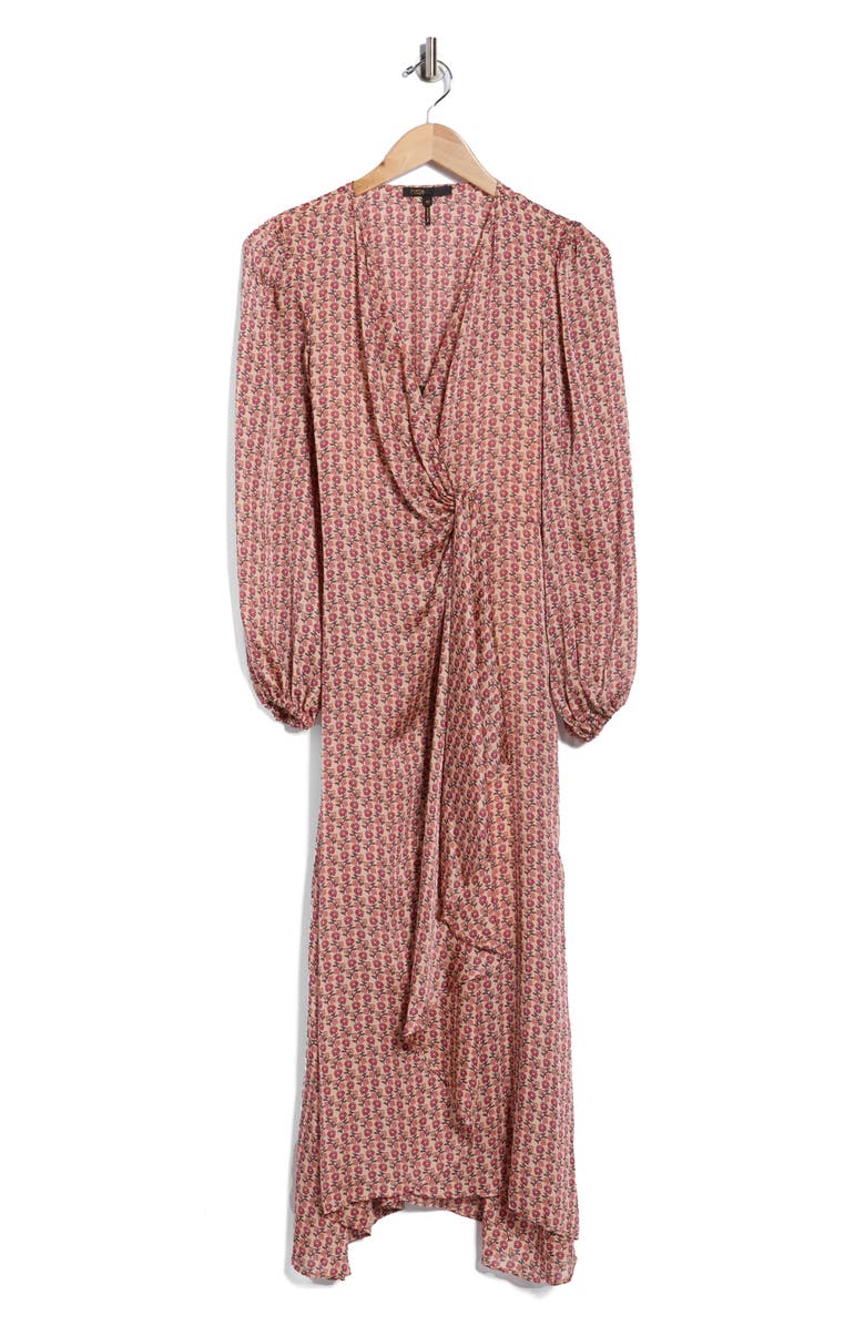 maje Rolivate Long sleeve Dress, Alternate, color, Mini Fleurs Rose Fonce