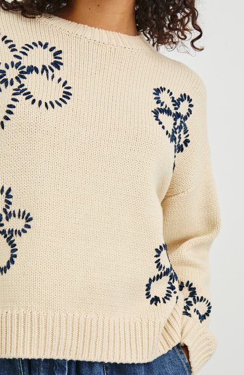 Rails Zoey Floral Stitch Sweater In Ivory Navy Stitched Daisies