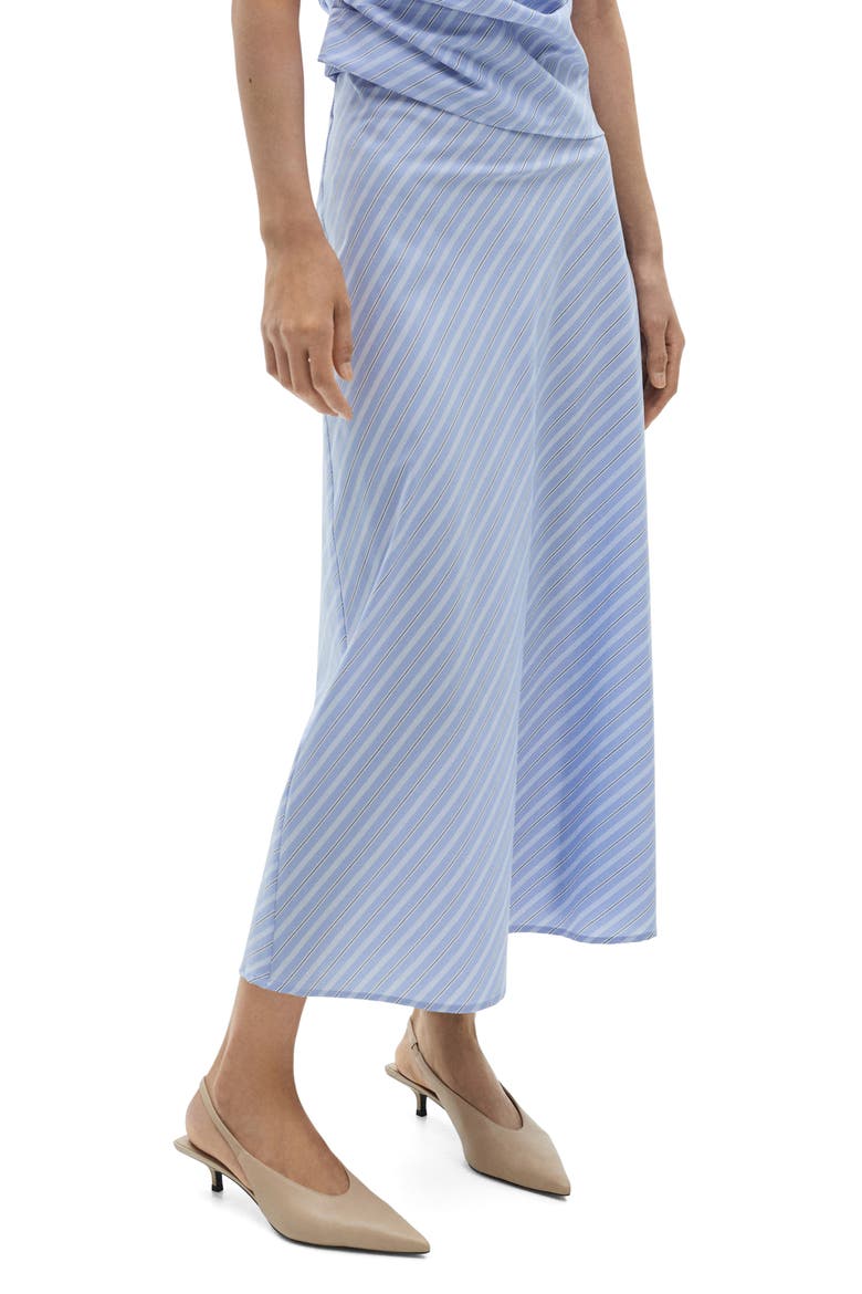 Pinstripe Stretch Cotton Blend Midi Skirt, Main, color, BLUE