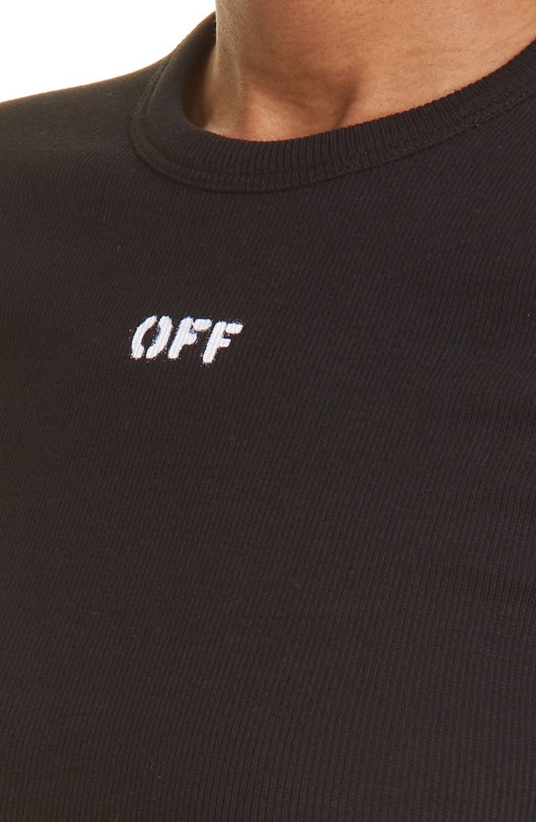 Off-White Logo Stamp Rib Stretch Organic Cotton T-Shirt, Alternate, color, 