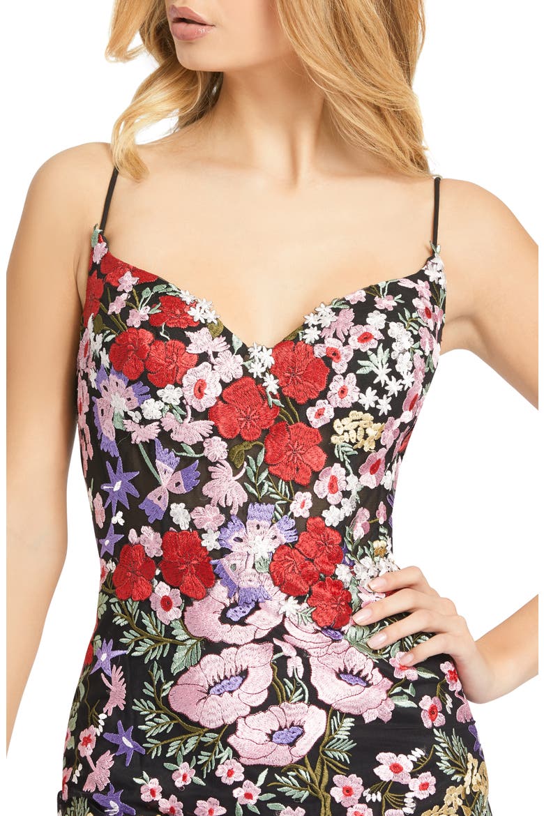 Women's Floral Embroidered Lace-Up Mini Dress, Alternate, color, BLACK MULTI