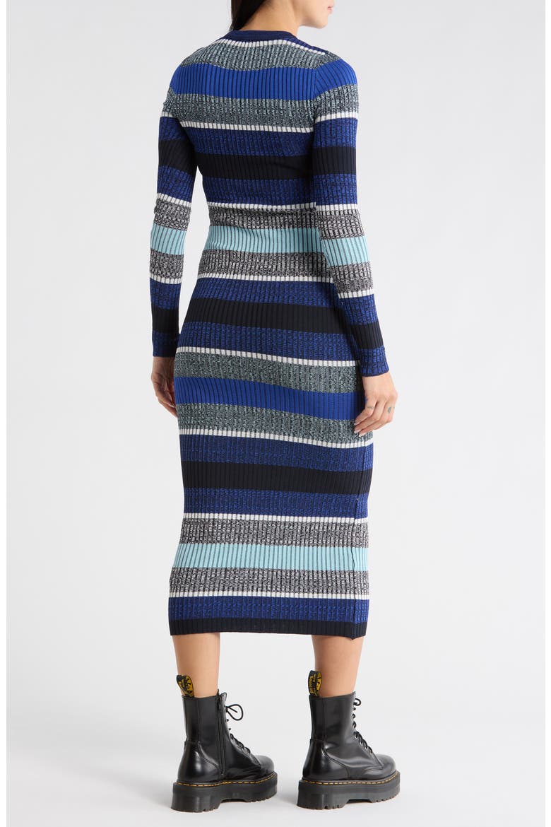 Stripe Long Sleeve Ribbed Sweater Dress, Alternate, color, DARK BLUE