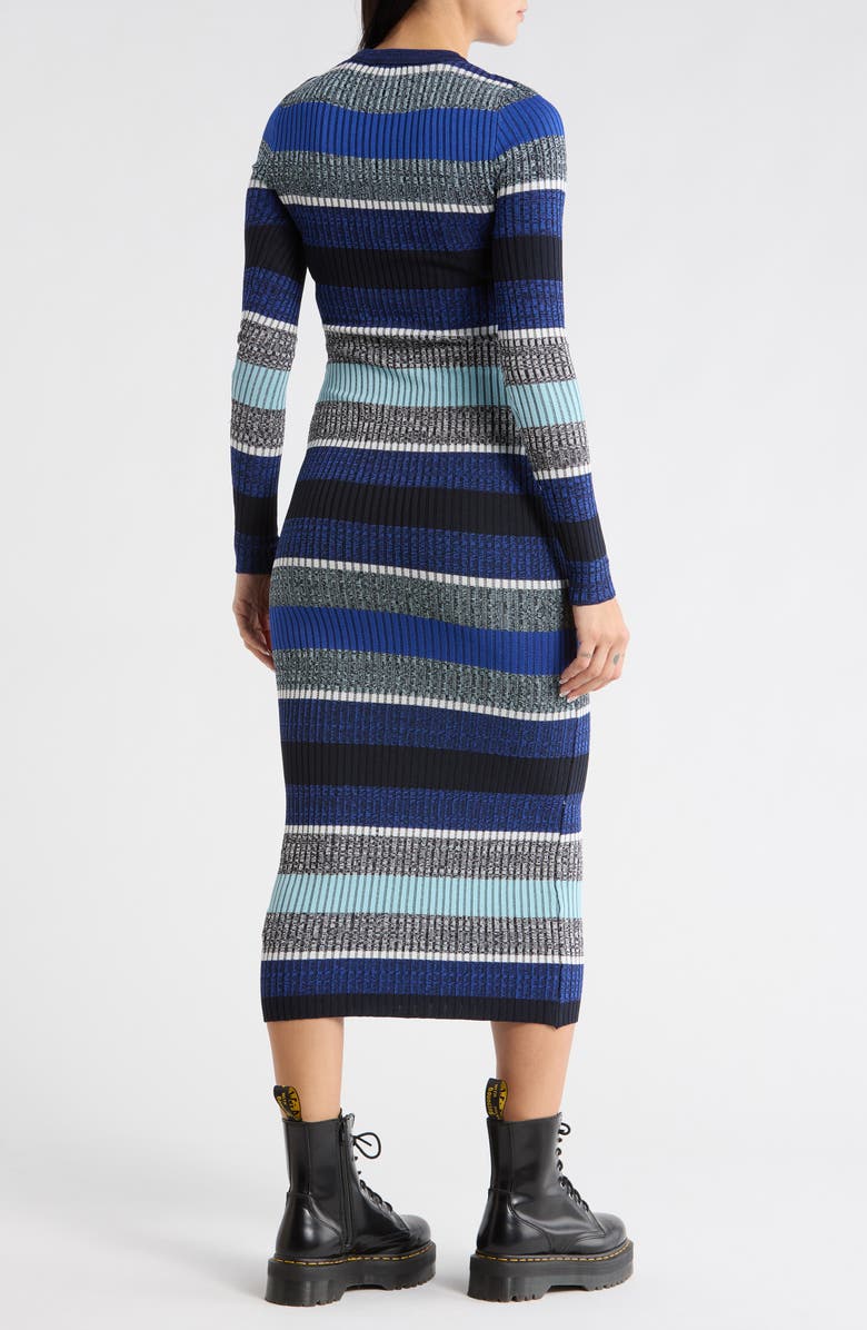Desigual Stripe Long Sleeve Ribbed Sweater Dress, Alternate, color, Dark Blue