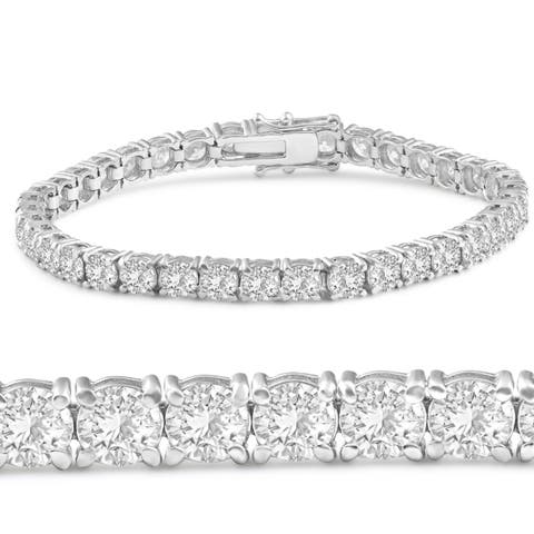 13Ct Round-Cut Diamond Tennis Bracelet 14k Gold 7" Lab Grown