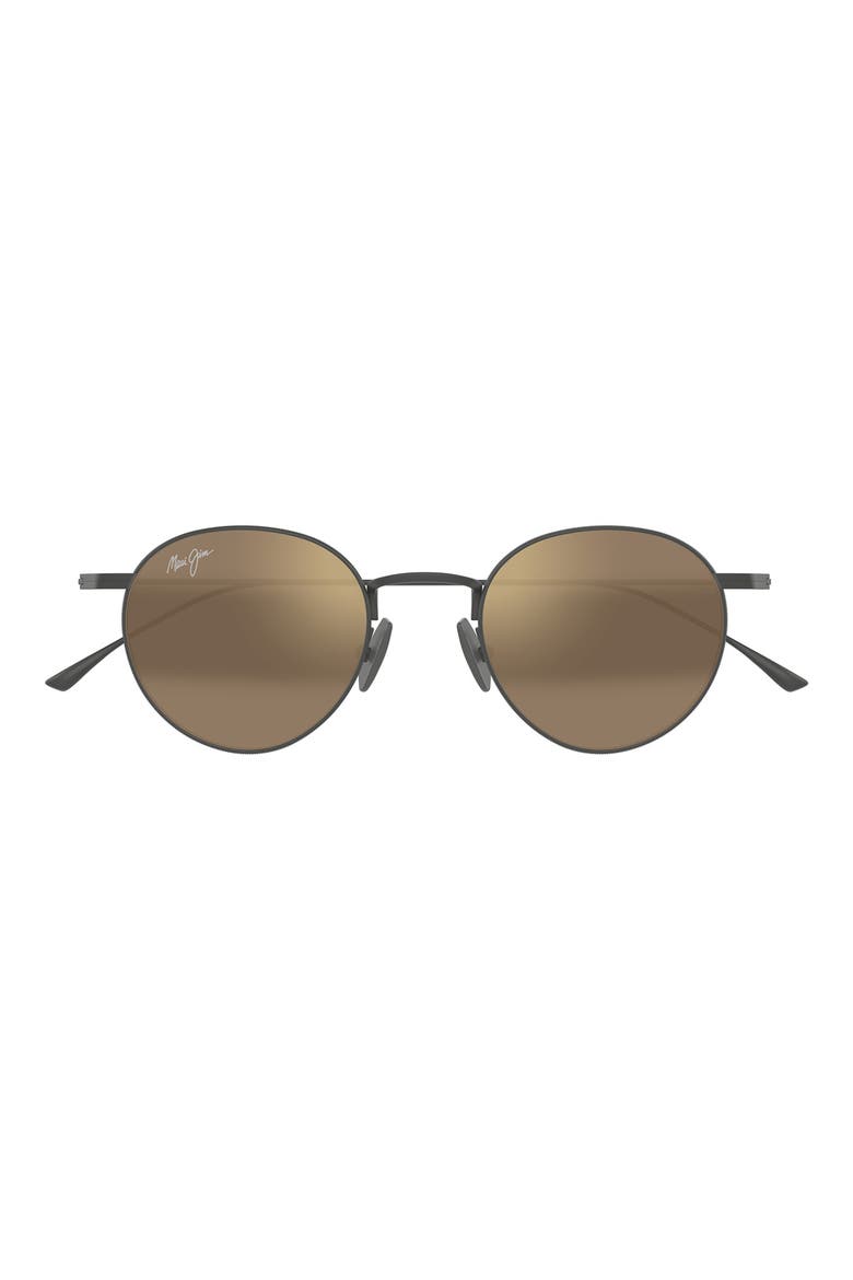 Kaapeha 48mm Small PolarizedPlus2® Round Sunglasses, Main, color, MATTE DARK RUTHENIUM/ BRONZE