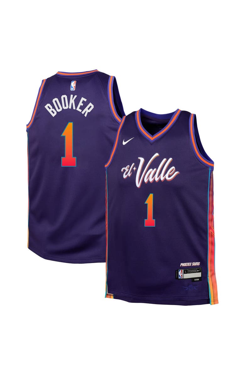 Nike Youth Nike Devin Booker Purple Phoenix Suns  Swingman Replica Jersey - City Edition, Main, color, 