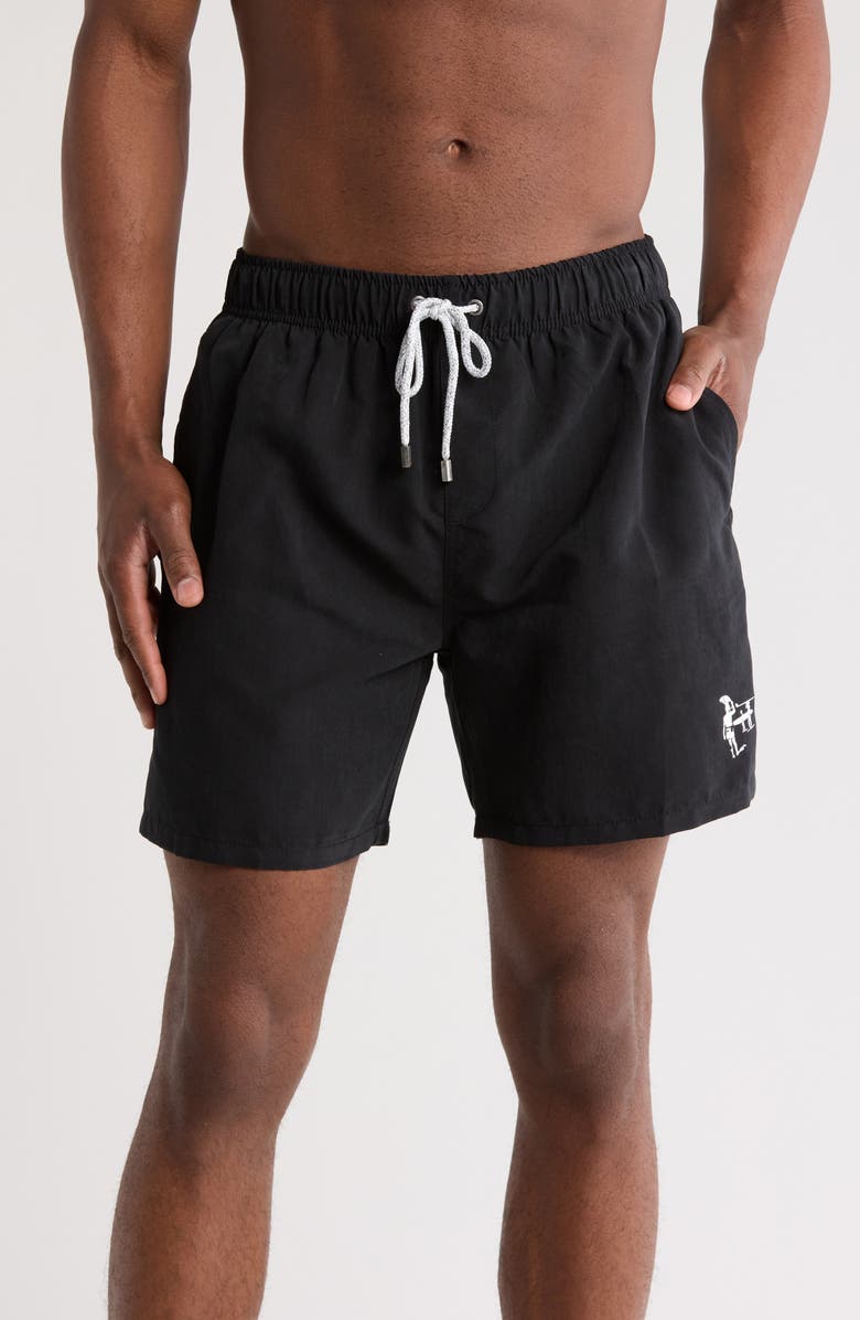 Vintage Summer Solid Swim Trunks, Main, color, 