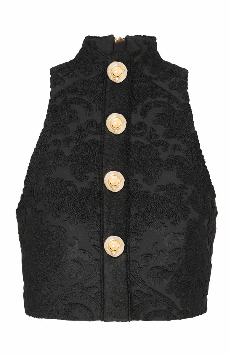 Balmain Baroque Pattern Buttoned Top, Alternate, color,