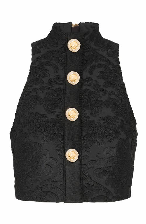 Balmain Women Baroque Crop Top In Black