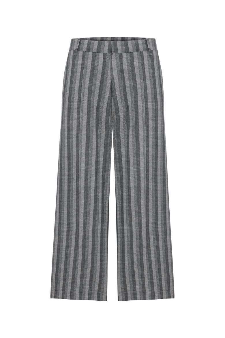 Linen & Cotton Blend Checked Woven Short, Main, color, grey