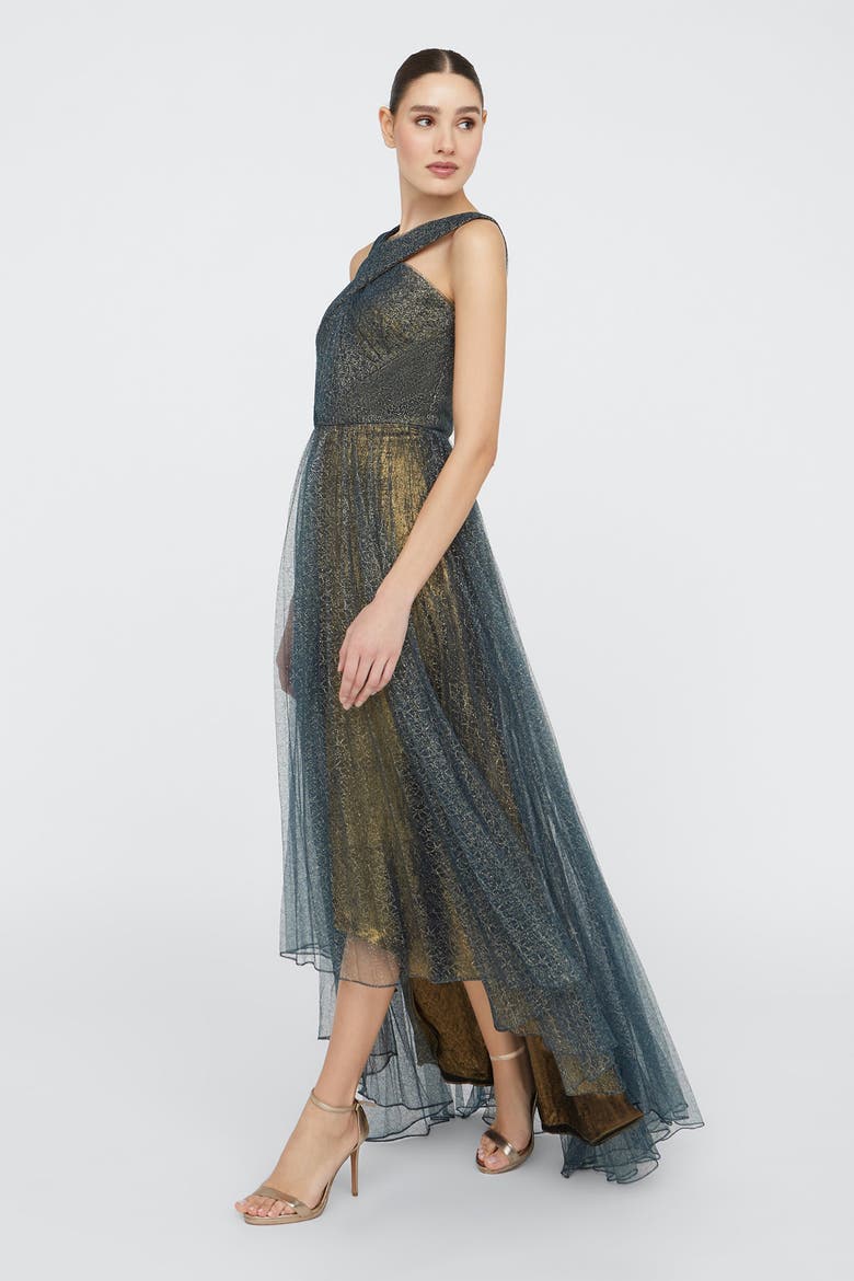 Linda Halter Neck Gown, Alternate, color, Poseidon / Gold
