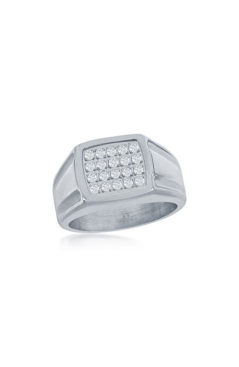 Men's Cubic Zirconia Pavé Signet Ring