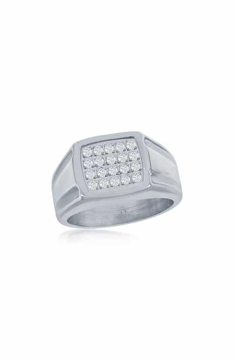Men's Cubic Zirconia Pavé Signet Ring