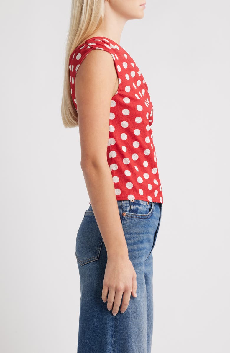 BDG Urban Outfitters Fia Polka Dot Off the Shoulder Top, Alternate, color, Red