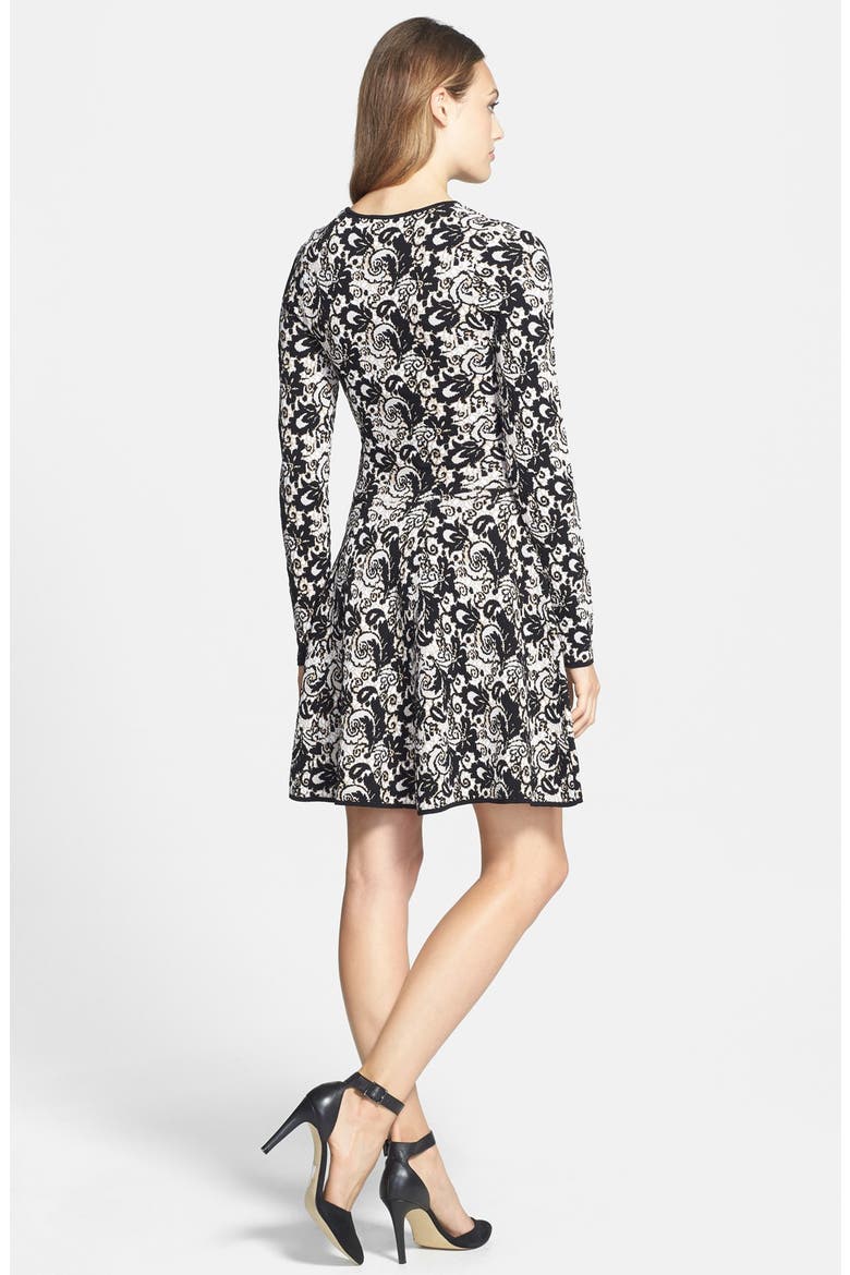 Fit & Flare Sweater Dress (Nordstrom Exclusive), Alternate, color, BLACK/ GOLD