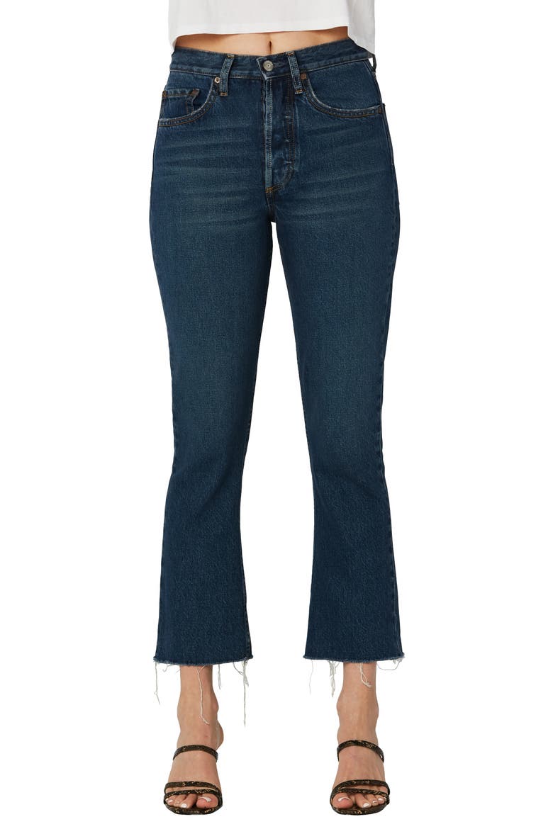 The Darcy High Waist Raw Hem Crop Flare Jeans, Main, color, THE SEARCHERS