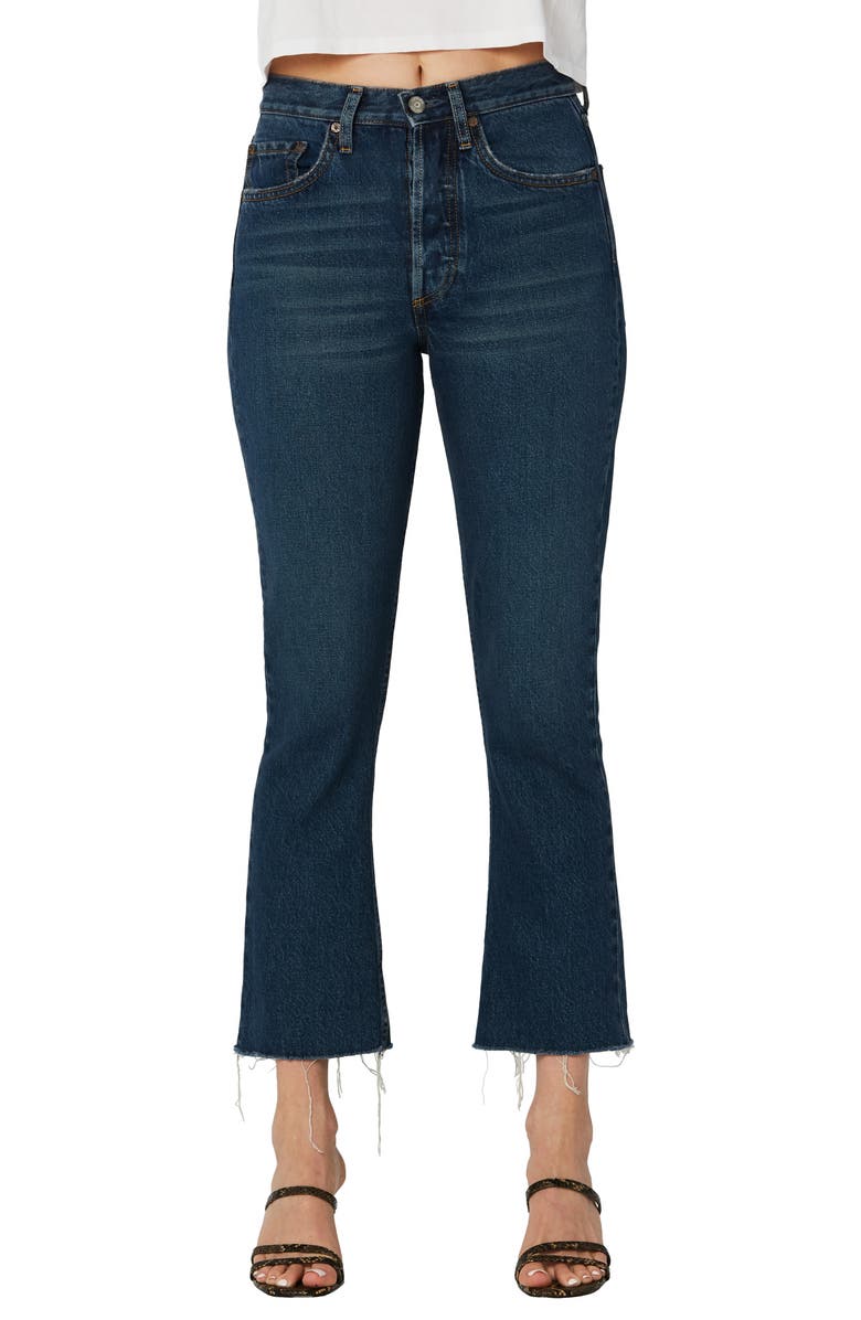 Boyish Jeans The Darcy High Waist Raw Hem Crop Flare Jeans, Main, color, 