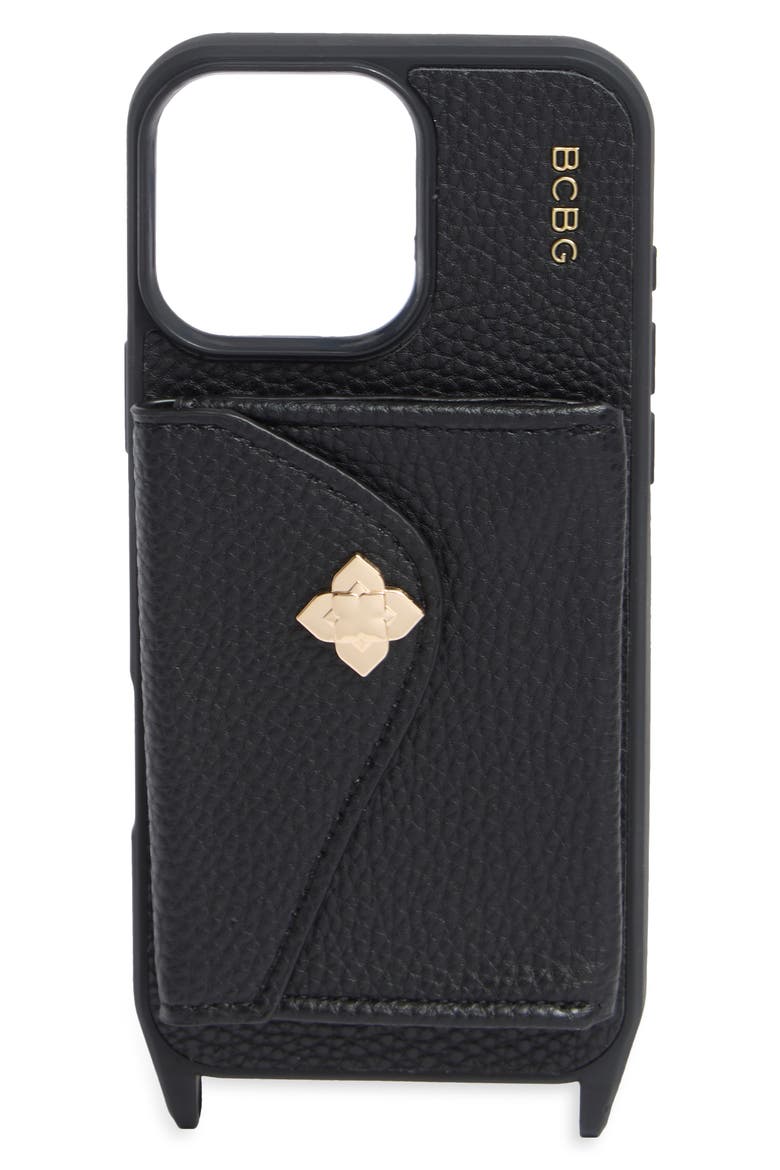 iPhone 16 Pro Max Leather Wallet Crossbody Case, Alternate, color, BLACK
