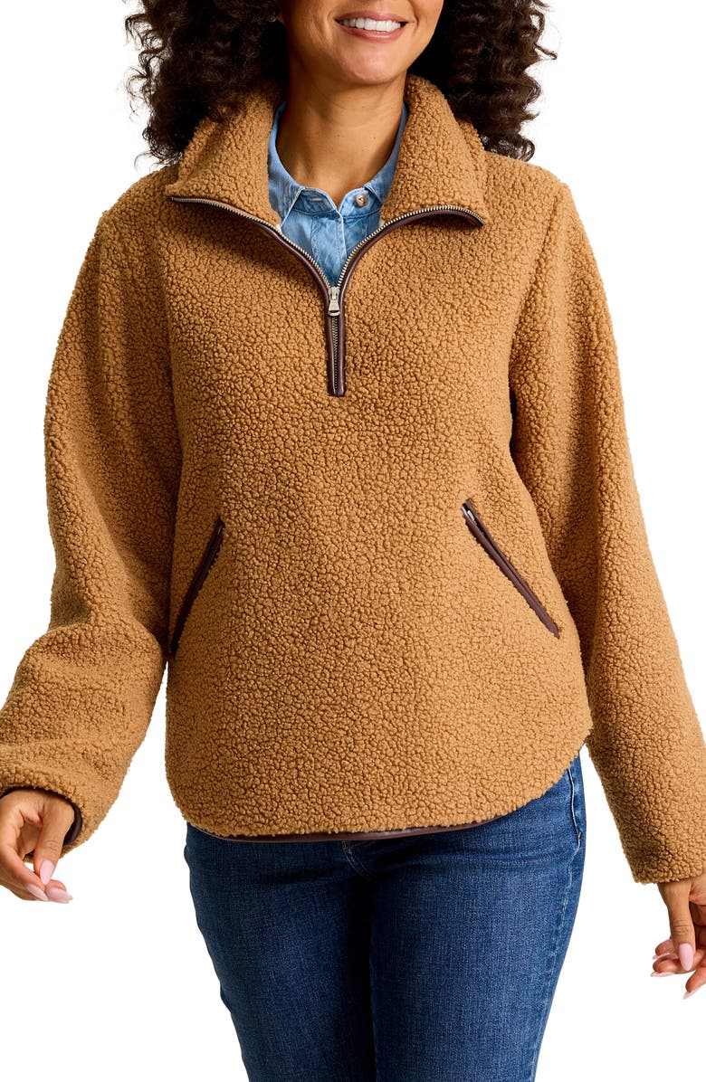 Tommy Bahama High Pile Fleece Half-Zip, Main, color, Golden Sugar