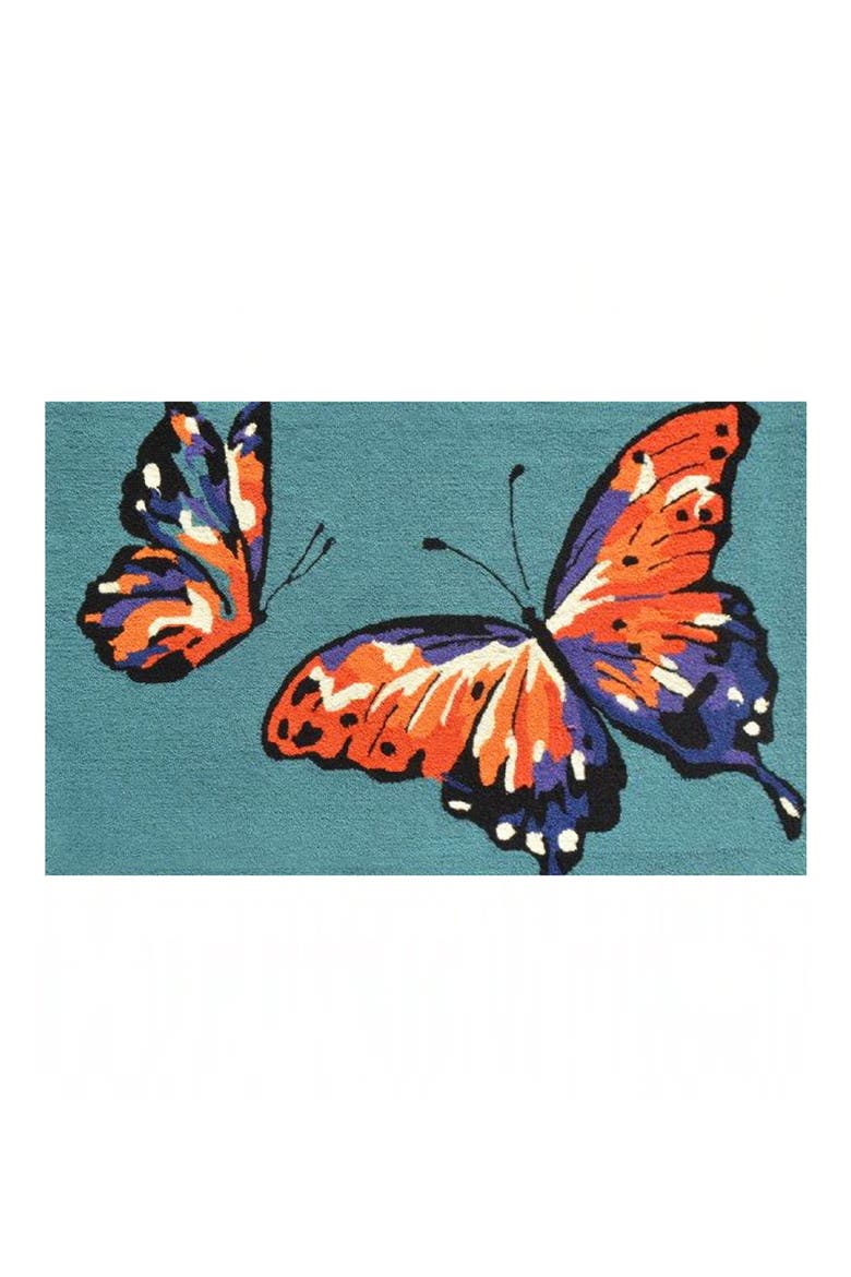 Butterfly Indoor/Outdoor Doormat, Main, color, TEAL MULTI