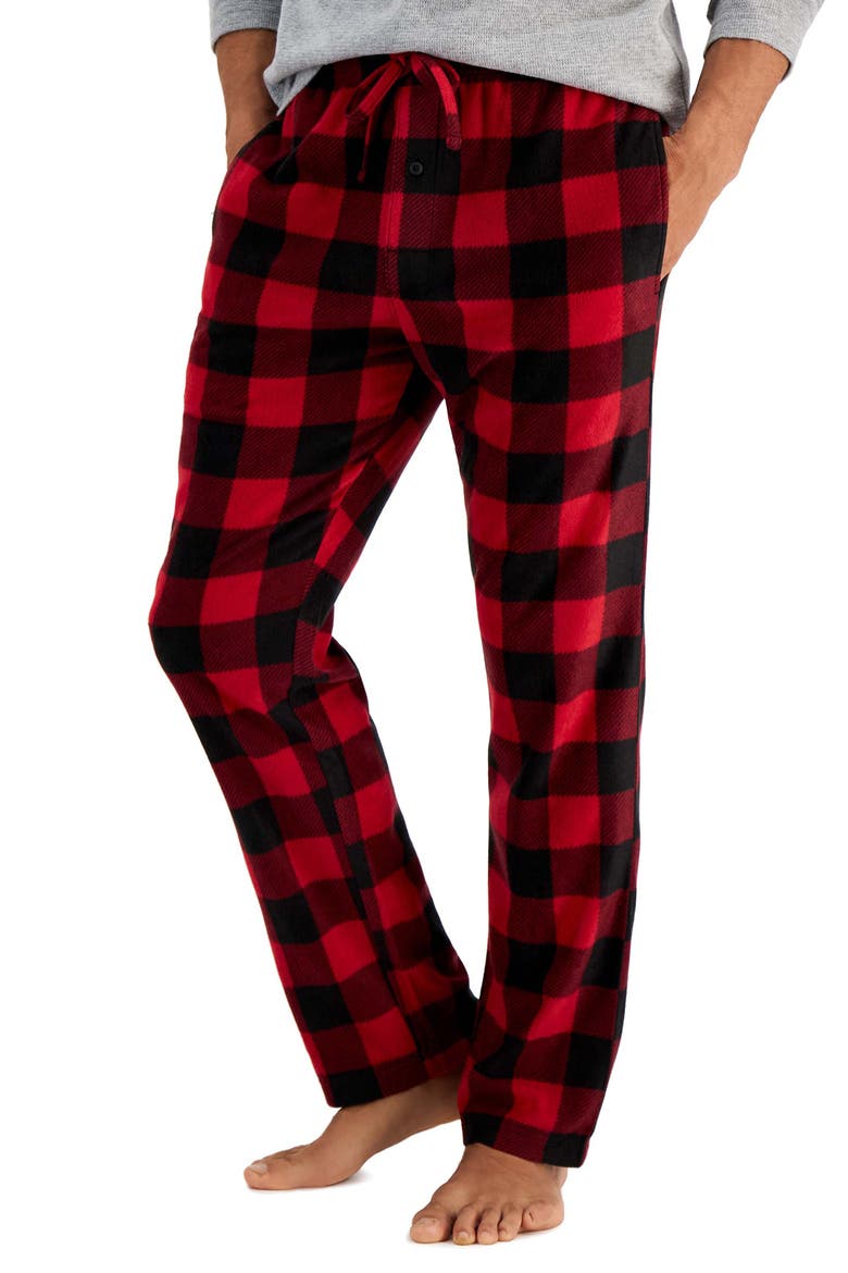 Fleece Sleep Pants, Main, color, RED BUFFALO